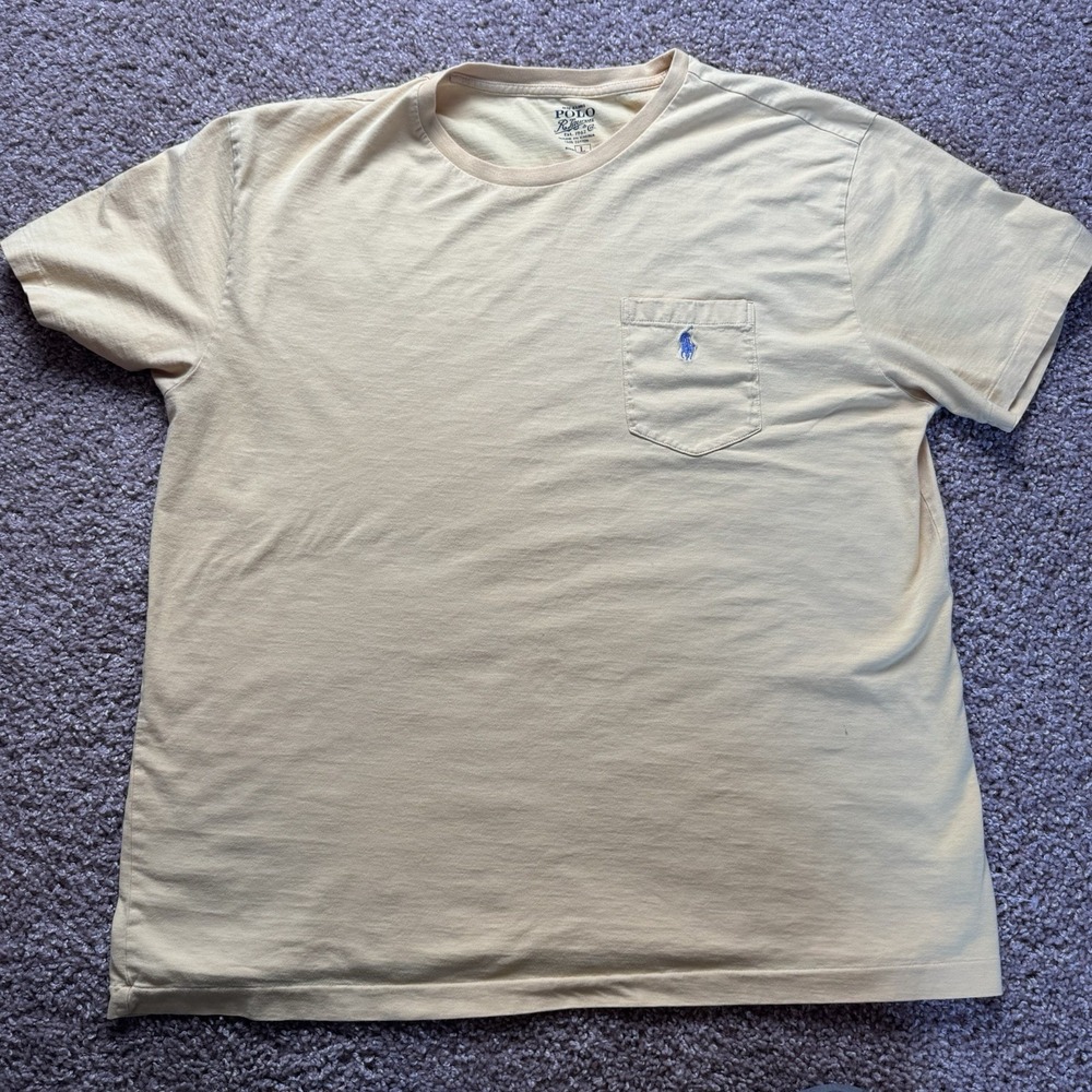 Polo Ralph Lauren Men Yellow Pocket T-Shirt Crewneck Short Sleeve Classic Size L